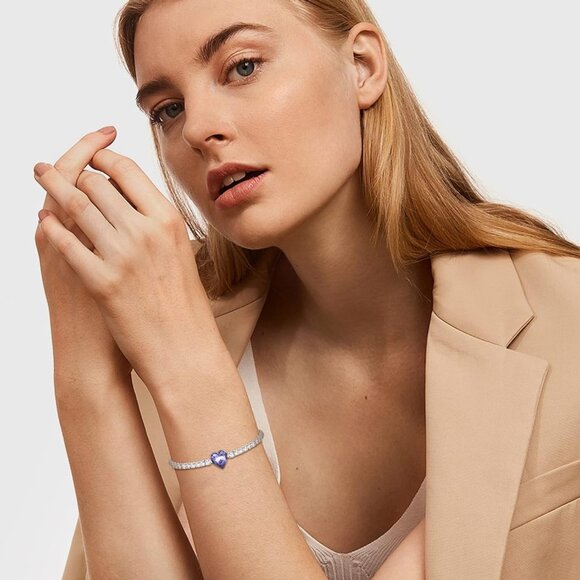 Women's Blue Dainty Trendy Adjustable Tennis Slide Bracelets Jewelry Gift - Picture 2 of 7